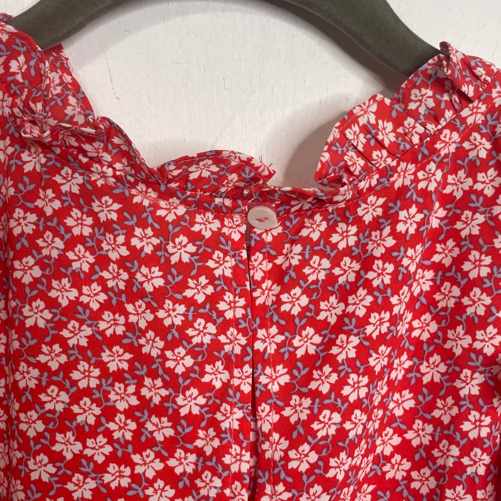 Staccato Red Floral Ruffle Sleeveless Blouse Top Small Floral Boutique - Picture 3 of 9
